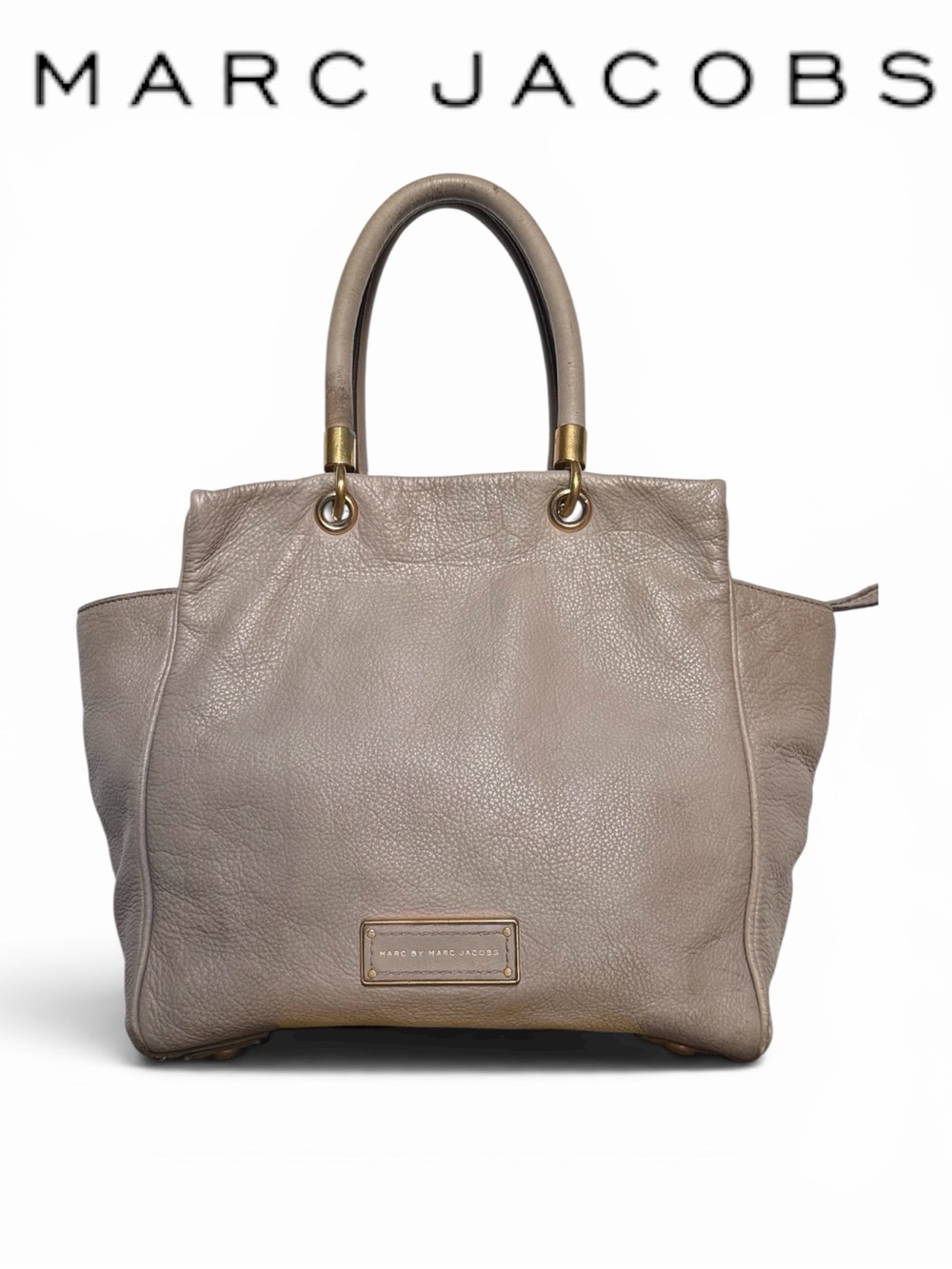 Marc by Marc Jacobs Too Hot To Handle Lg Pebbled Leather Tote Cement Taupe Gray
